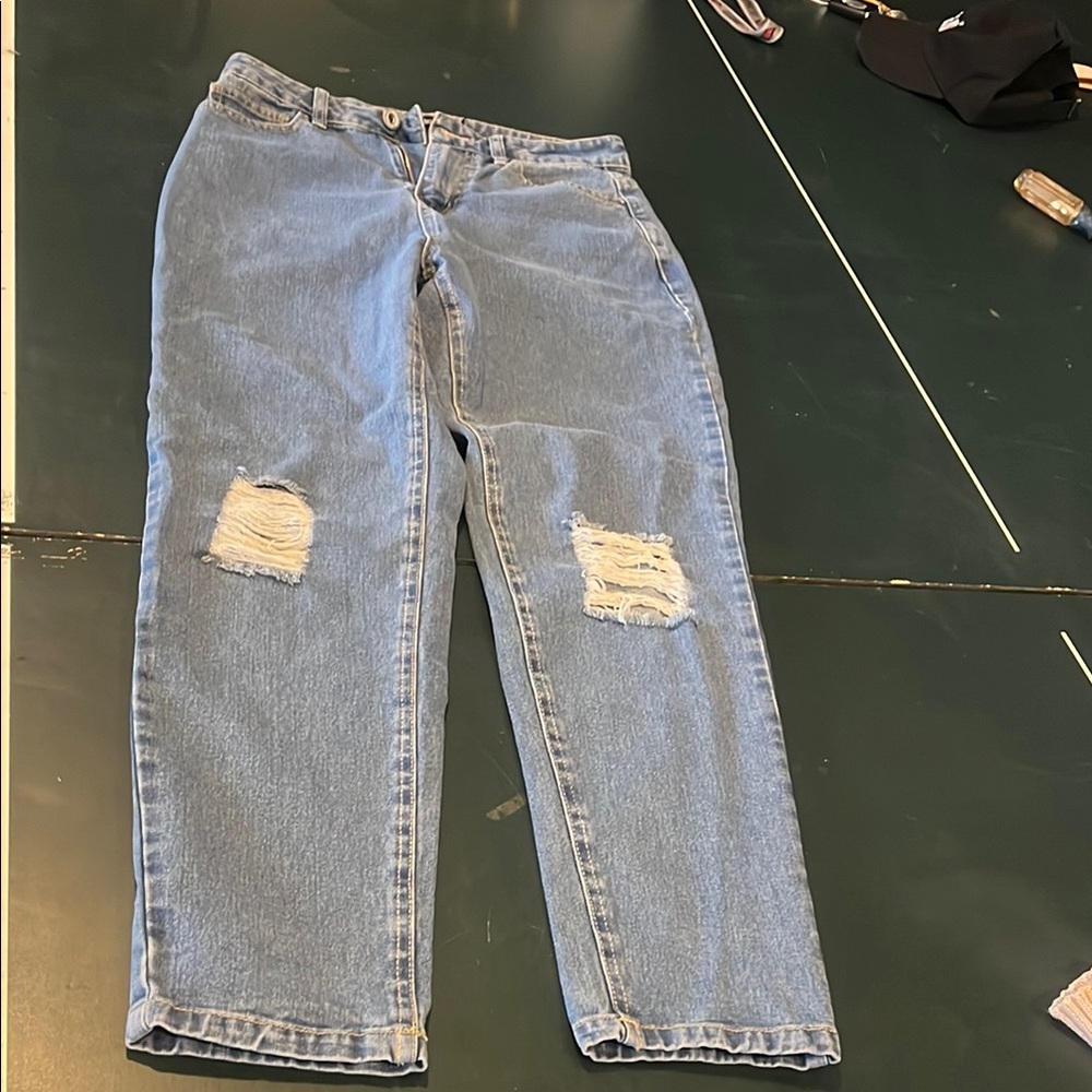 Stylish Light Blue Distressed Jeans